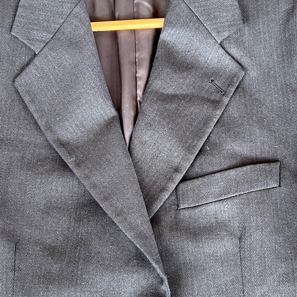 VTG Monsieur Givenchy Mens Navy Herringbone Union Blazer 44(est) Classic Preppy - Picture 8 of 16